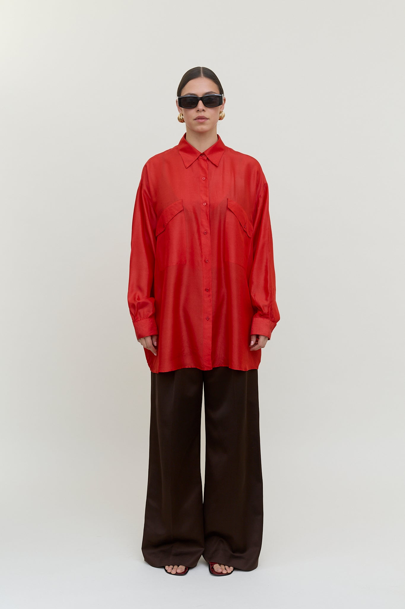 Oversized vintage silk blouse