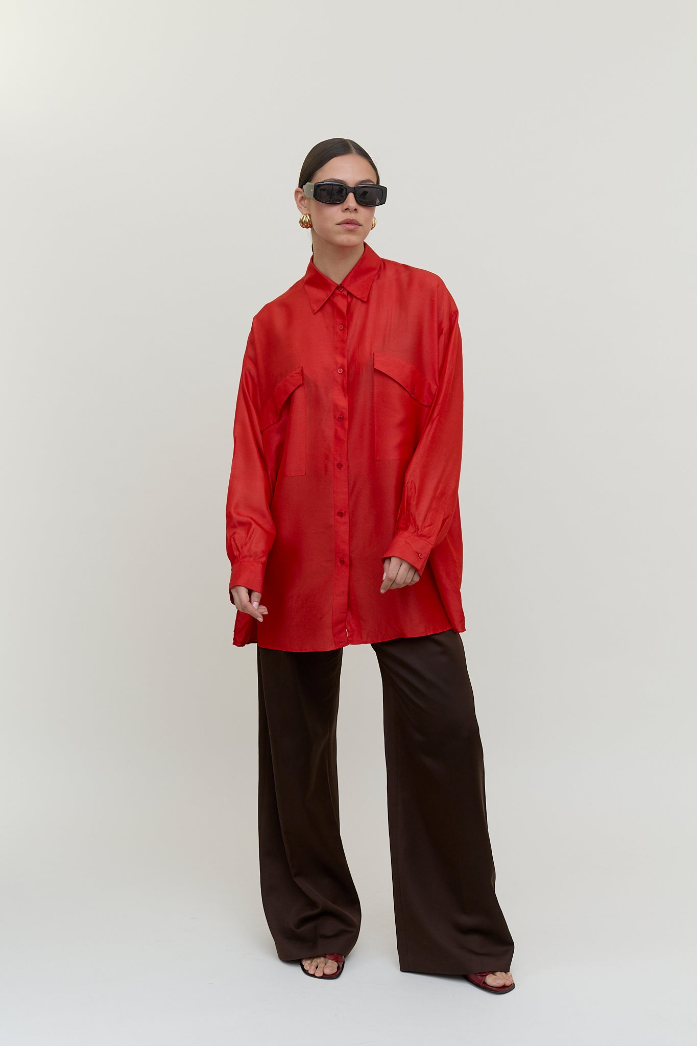 Oversized vintage silk blouse