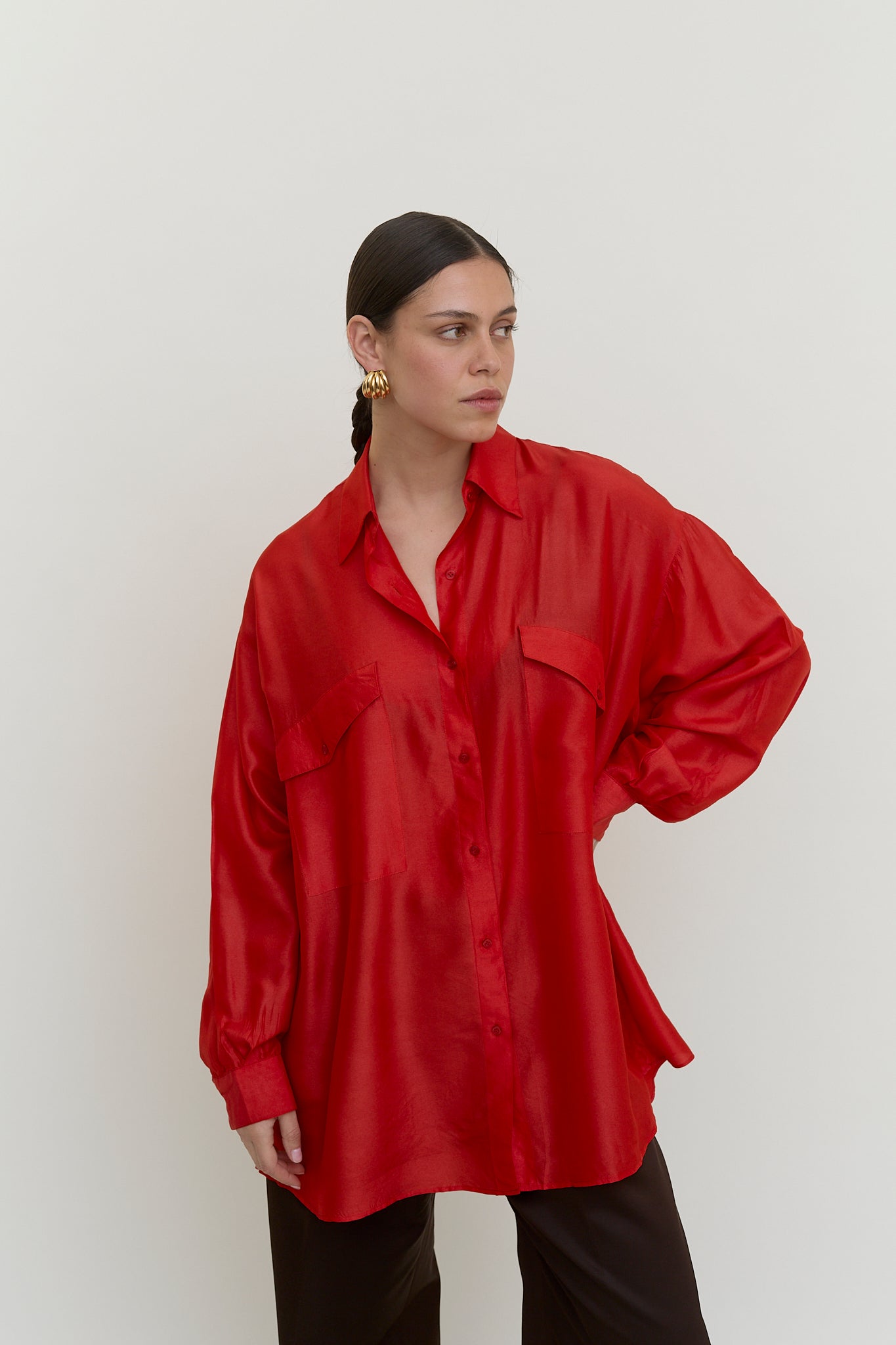 Oversized vintage silk blouse