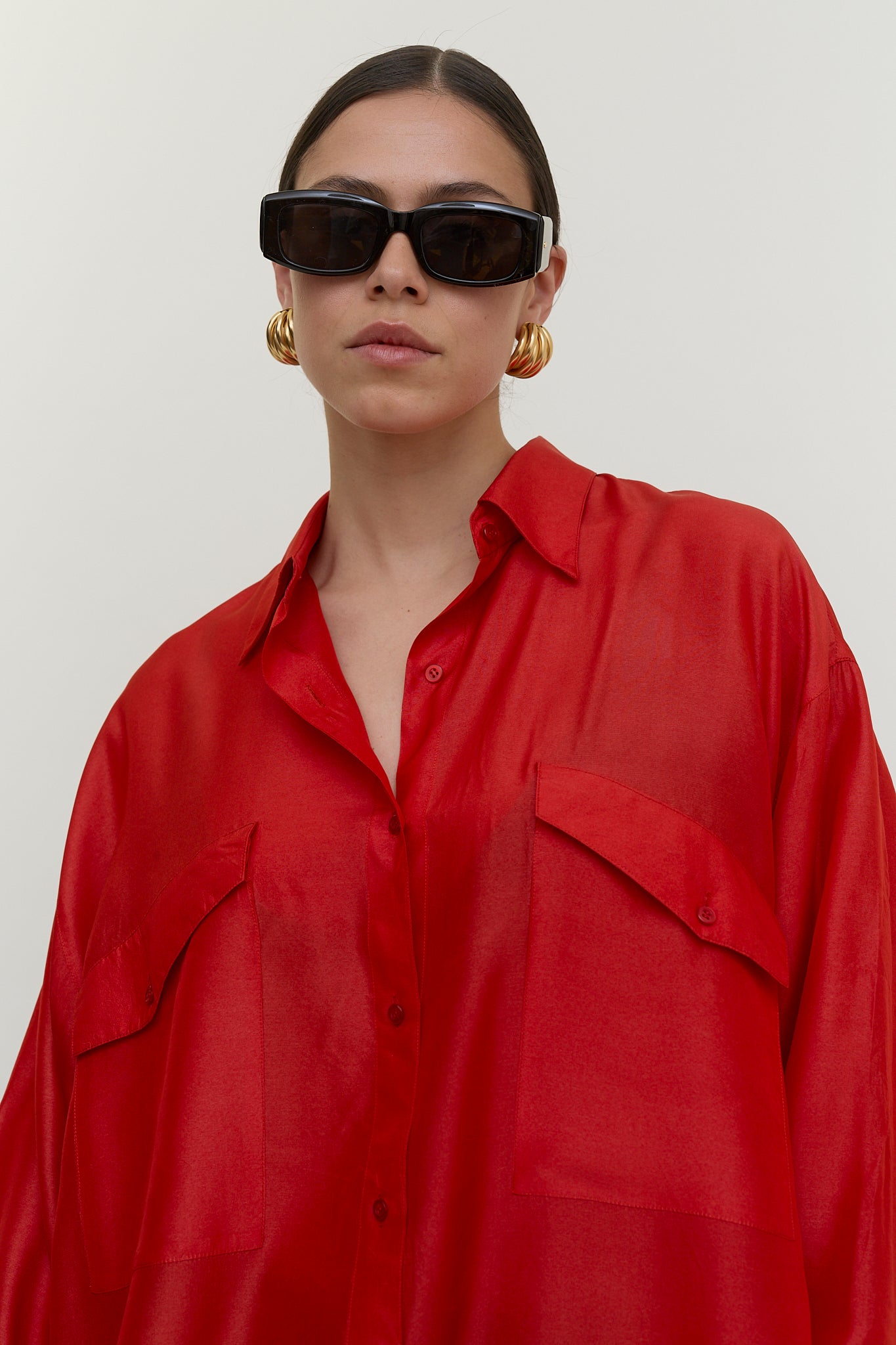 Oversized vintage silk blouse