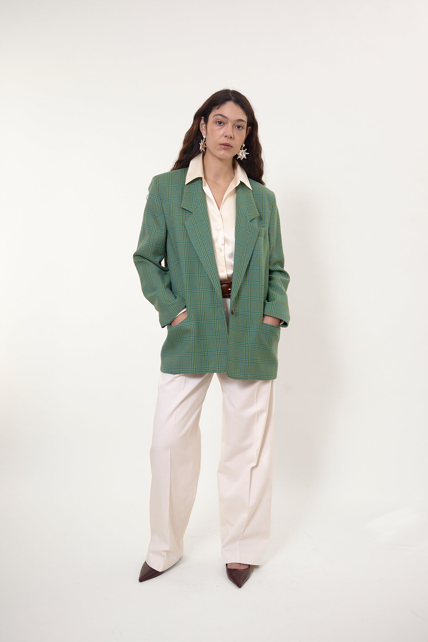 Green checkered vintage blazer