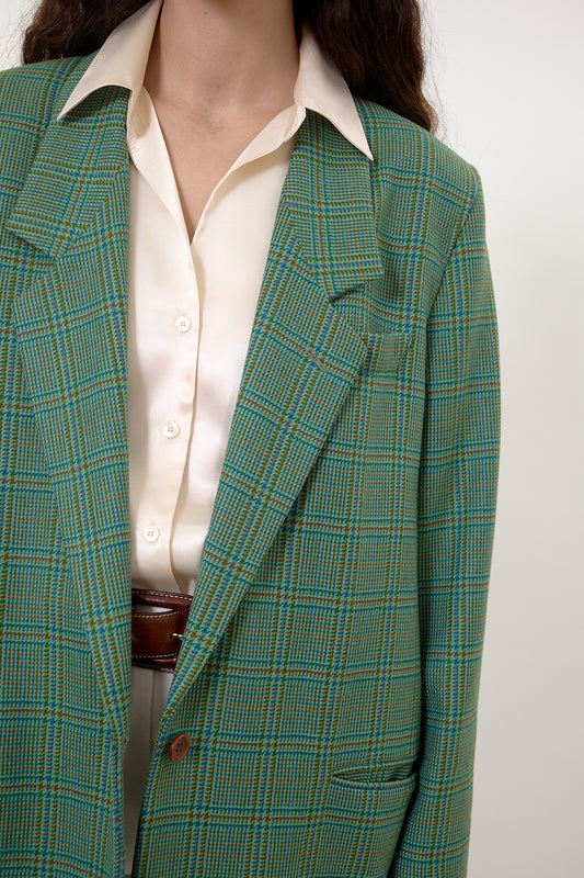 Green checkered vintage blazer