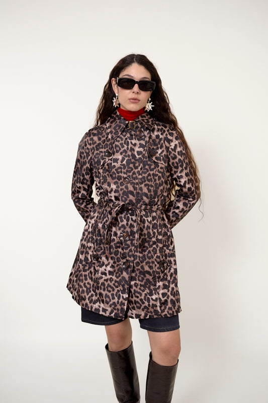 Vintage leopard trench coat