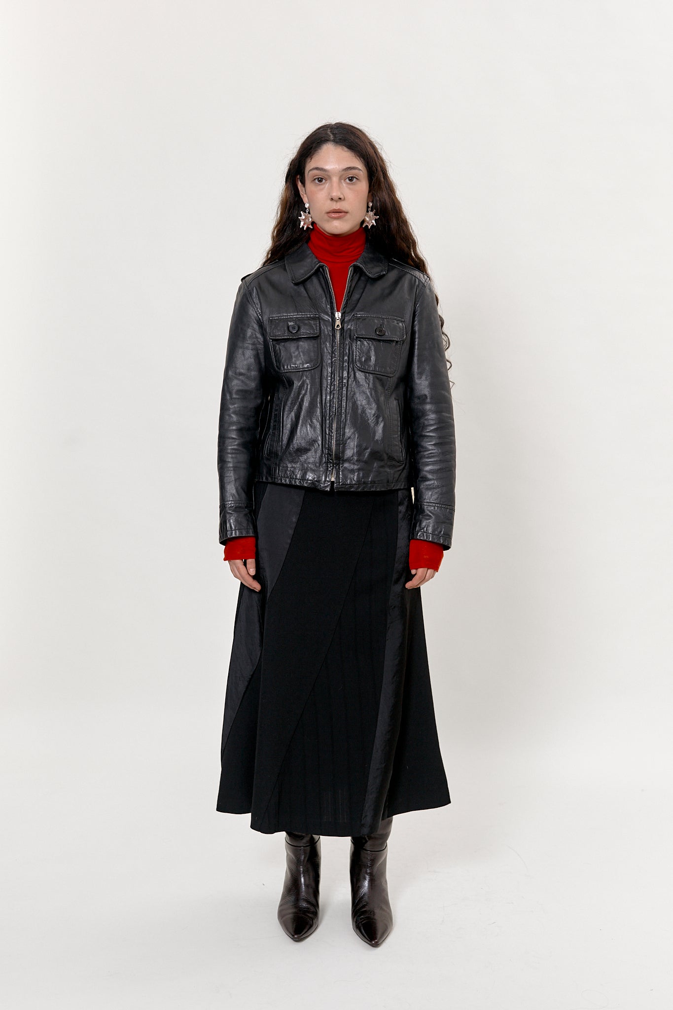 2000s fitted biker leather jacket