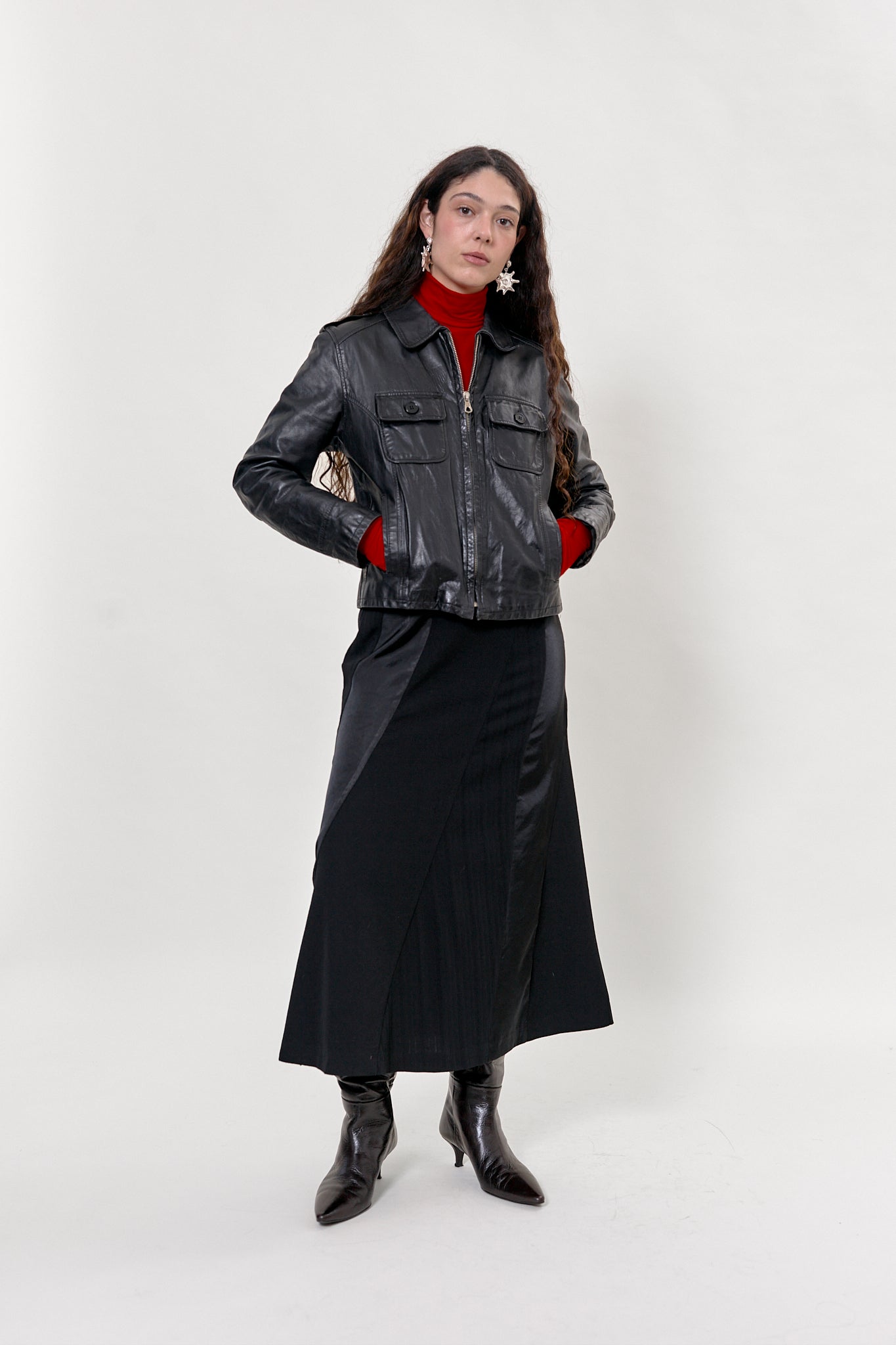 2000s fitted biker leather jacket