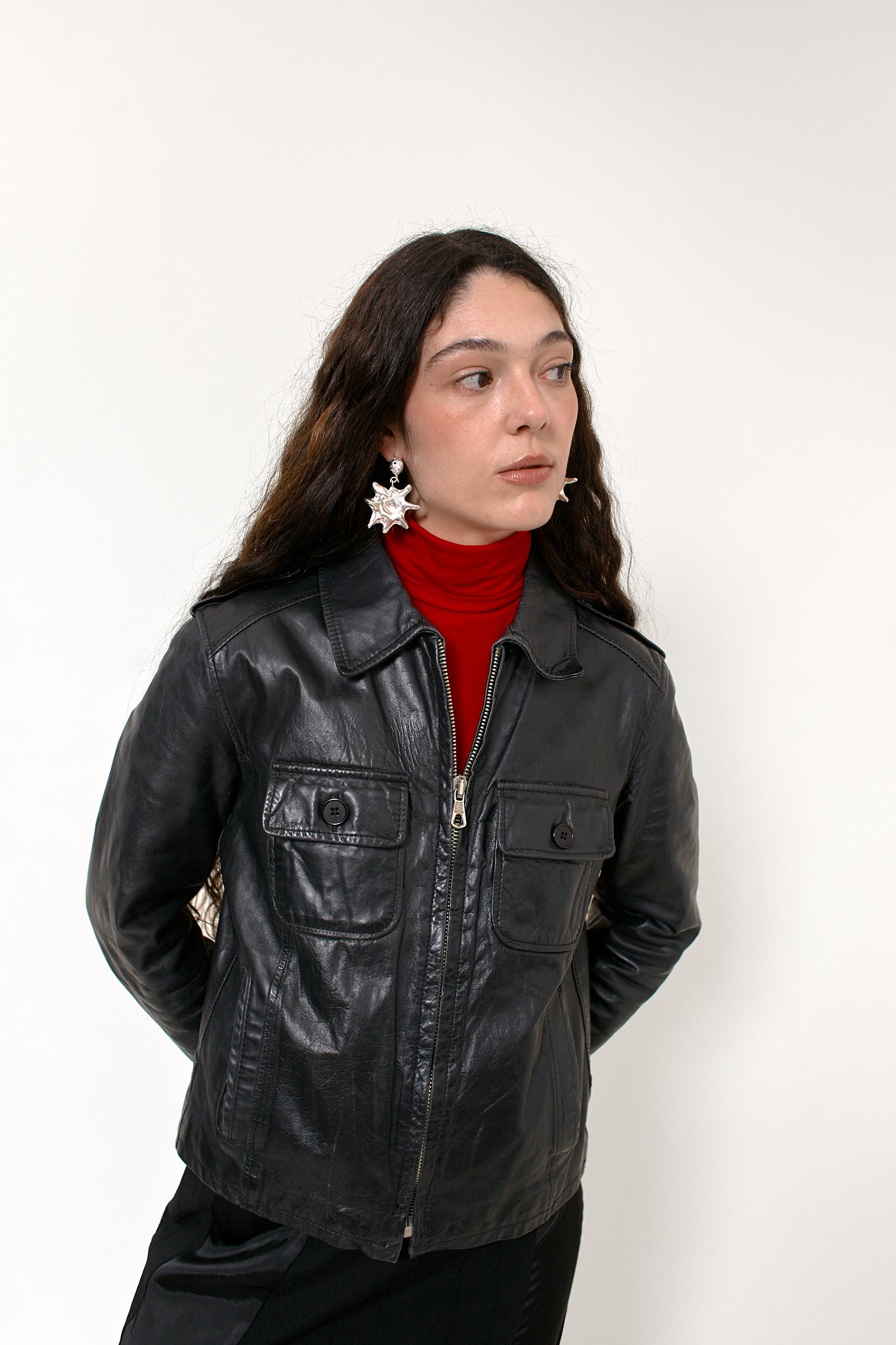 2000s fitted biker leather jacket