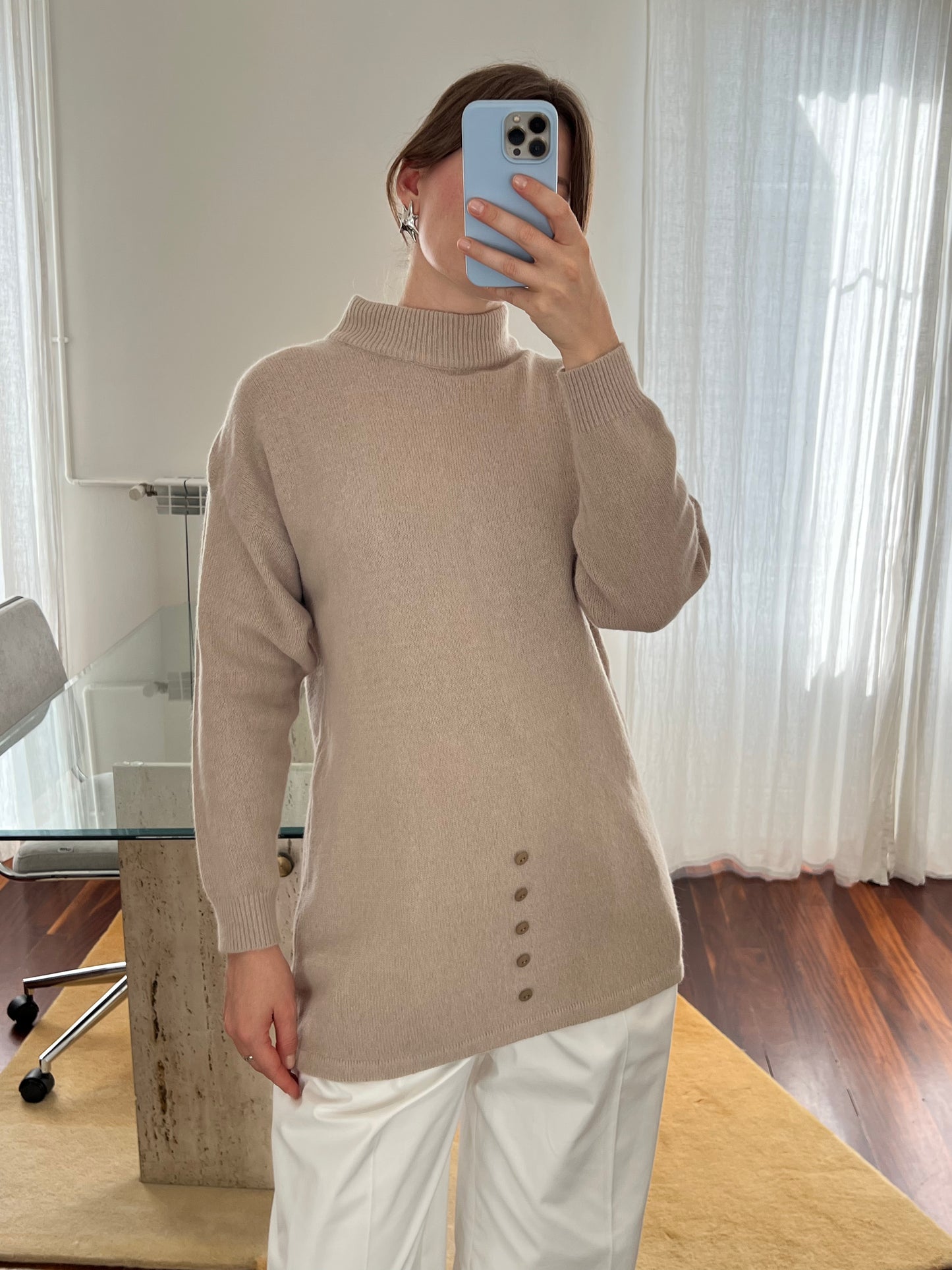 Beige angora wool jumper