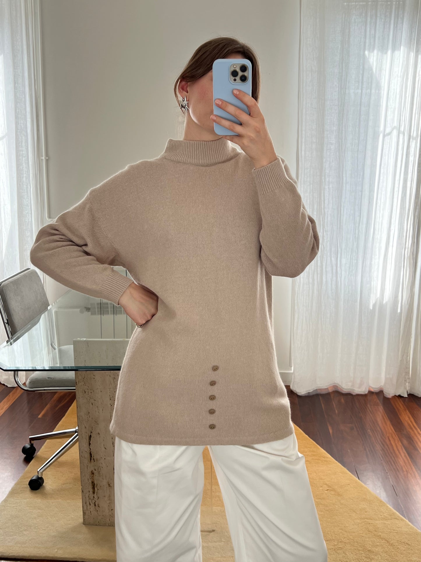 Beige angora wool jumper