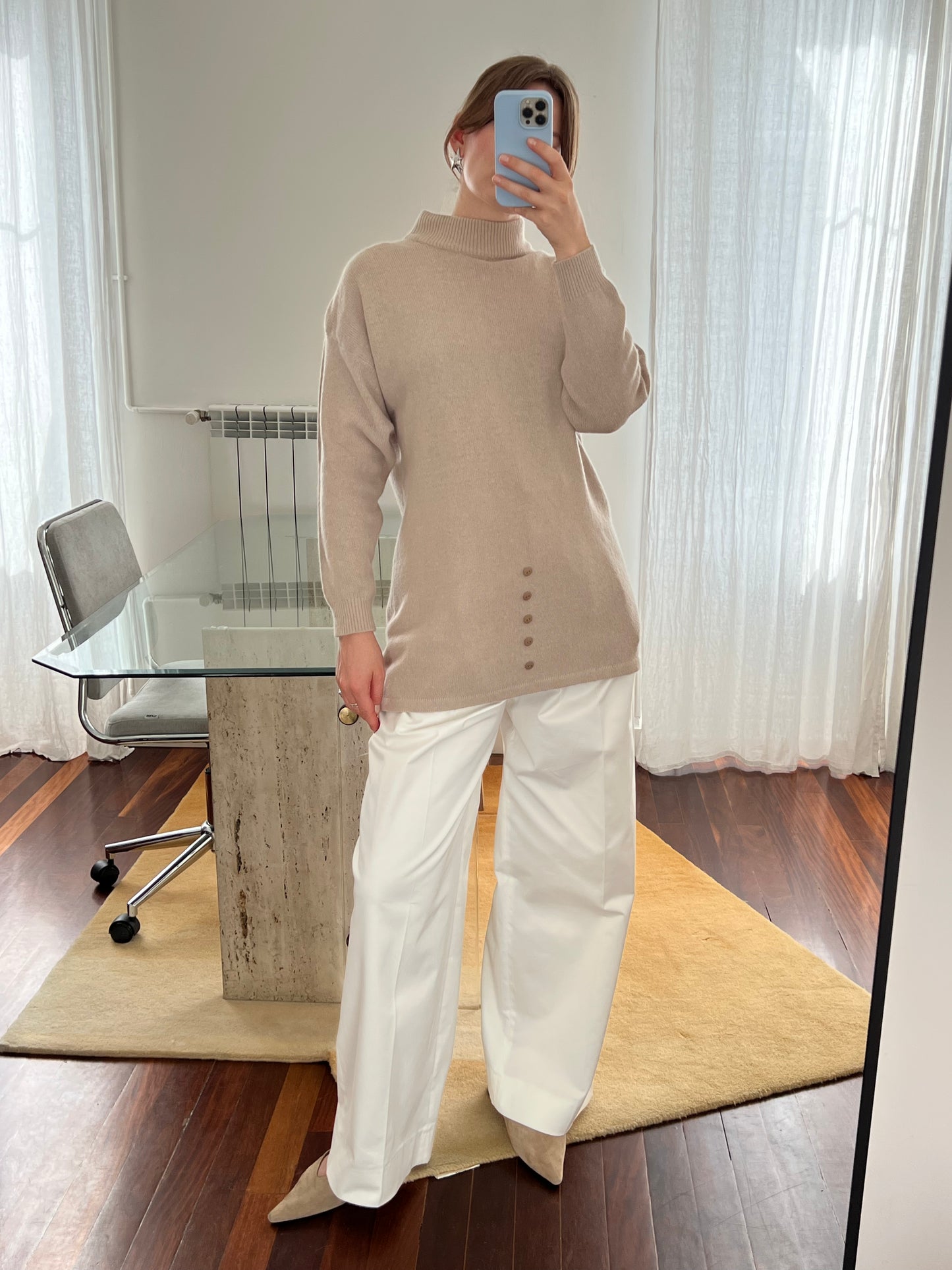Beige angora wool jumper