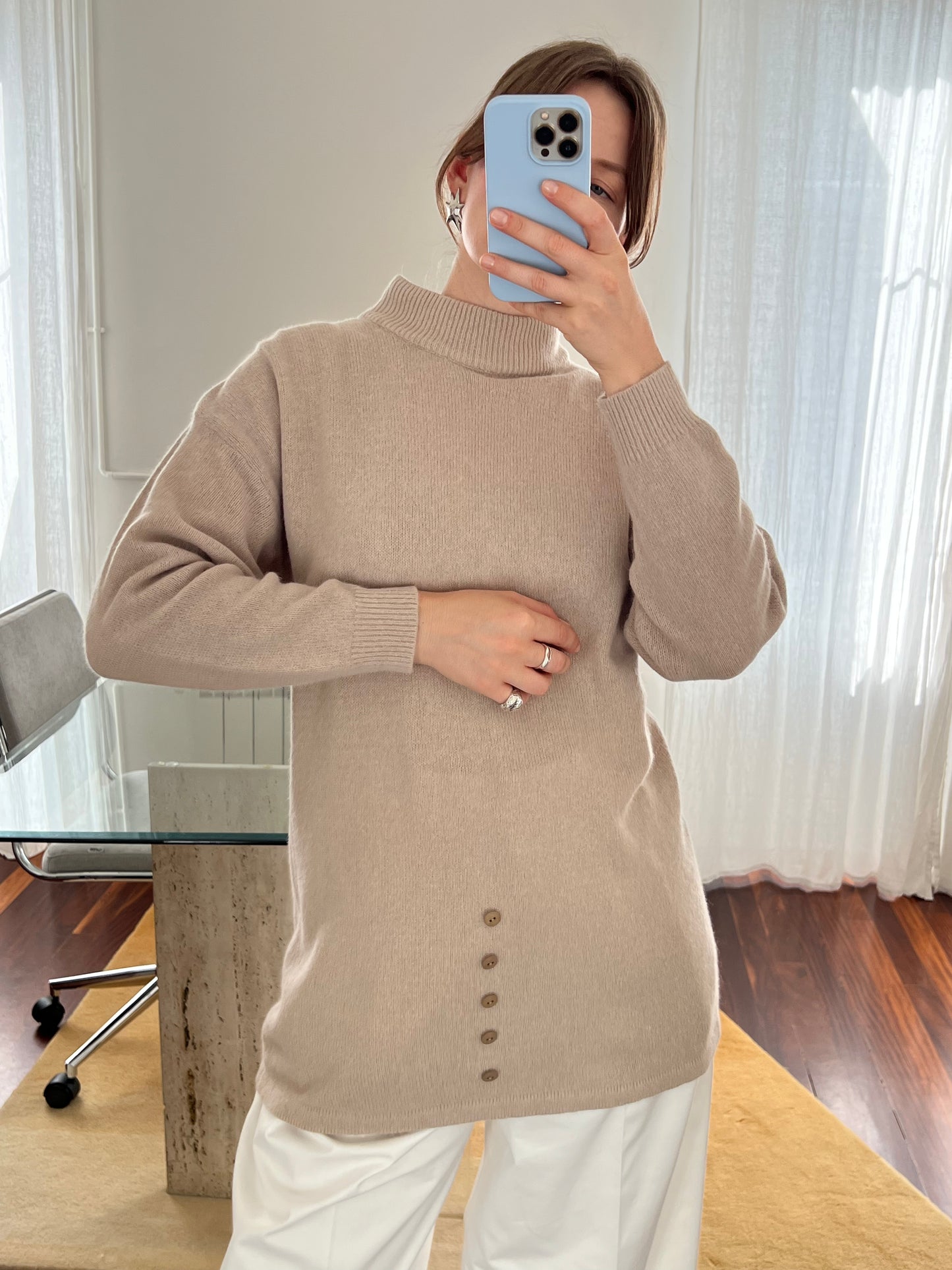 Beige angora wool jumper