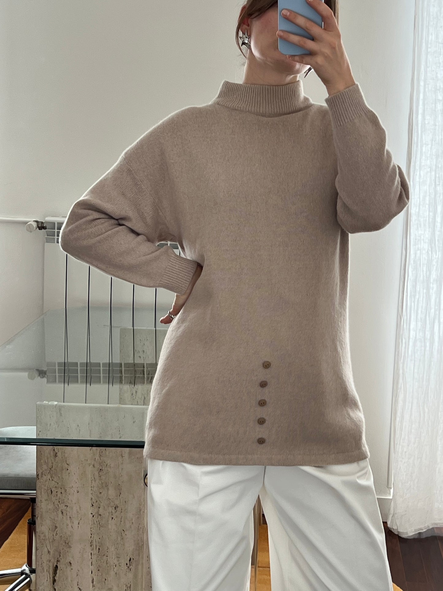 Beige angora wool jumper