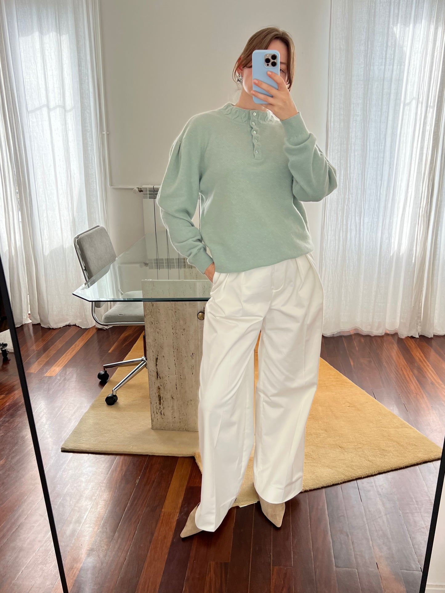 Mint angora jumper