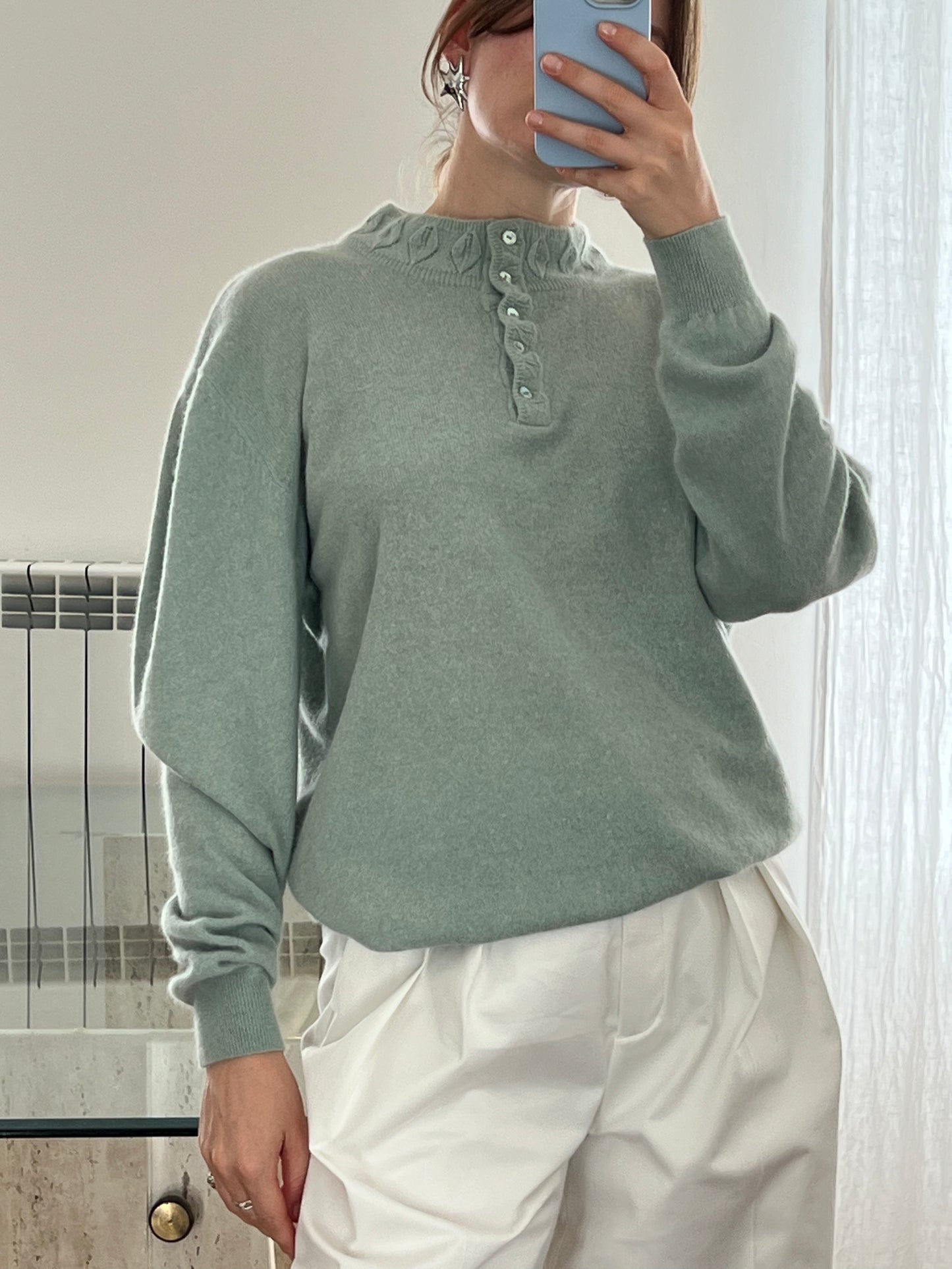 Mint angora jumper
