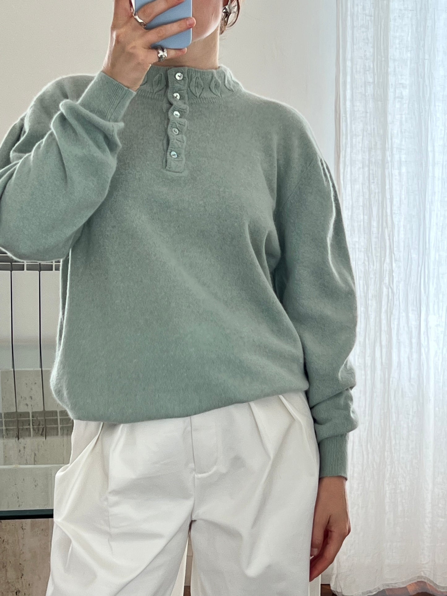 Mint angora jumper