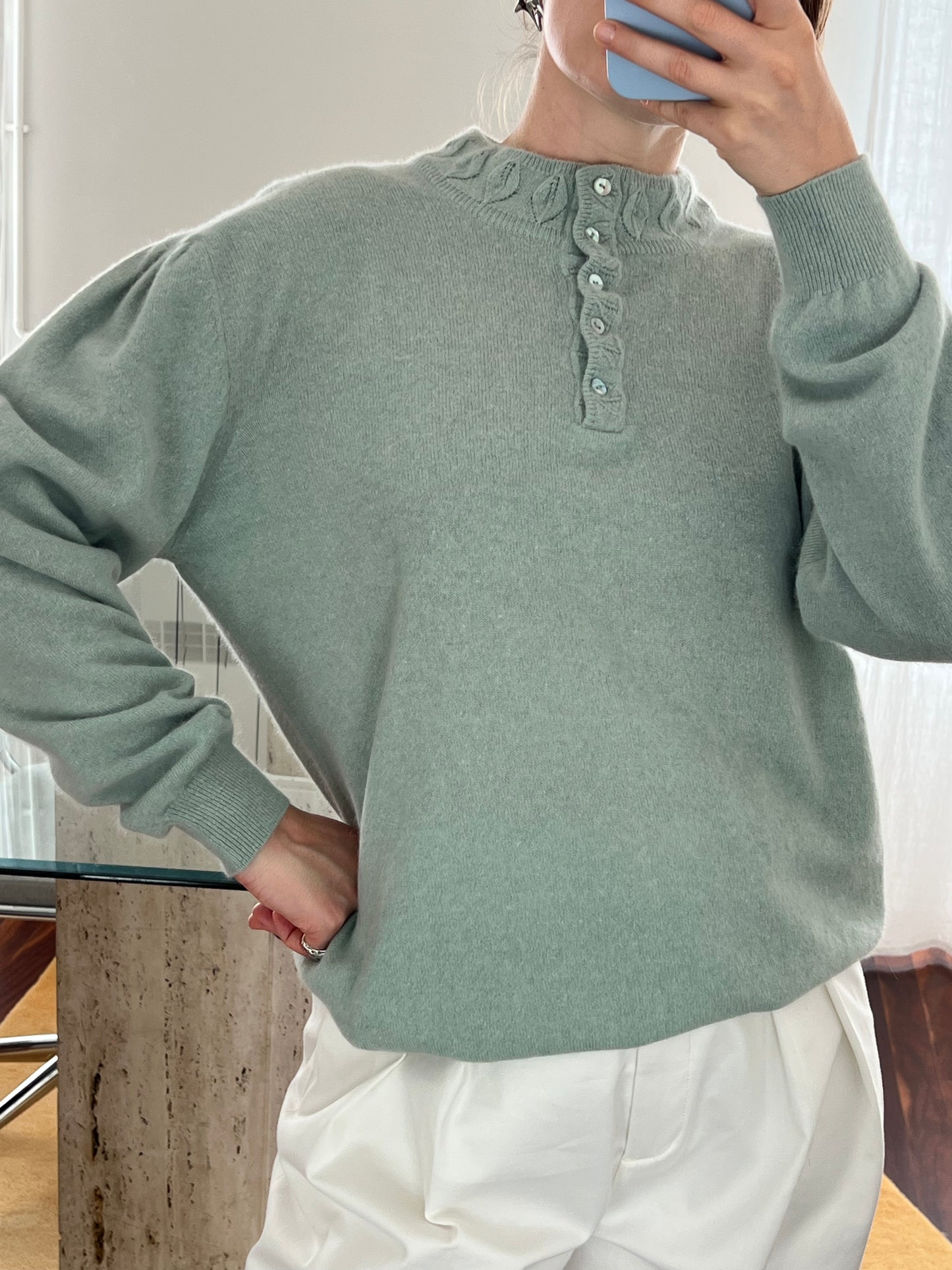 Mint angora jumper