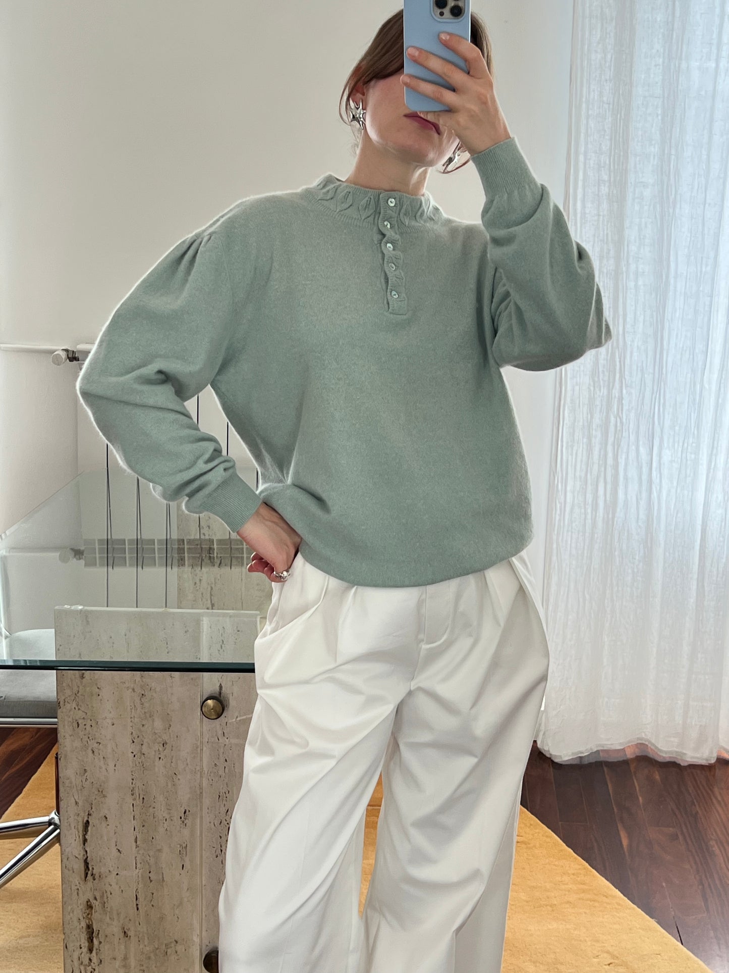 Mint angora jumper