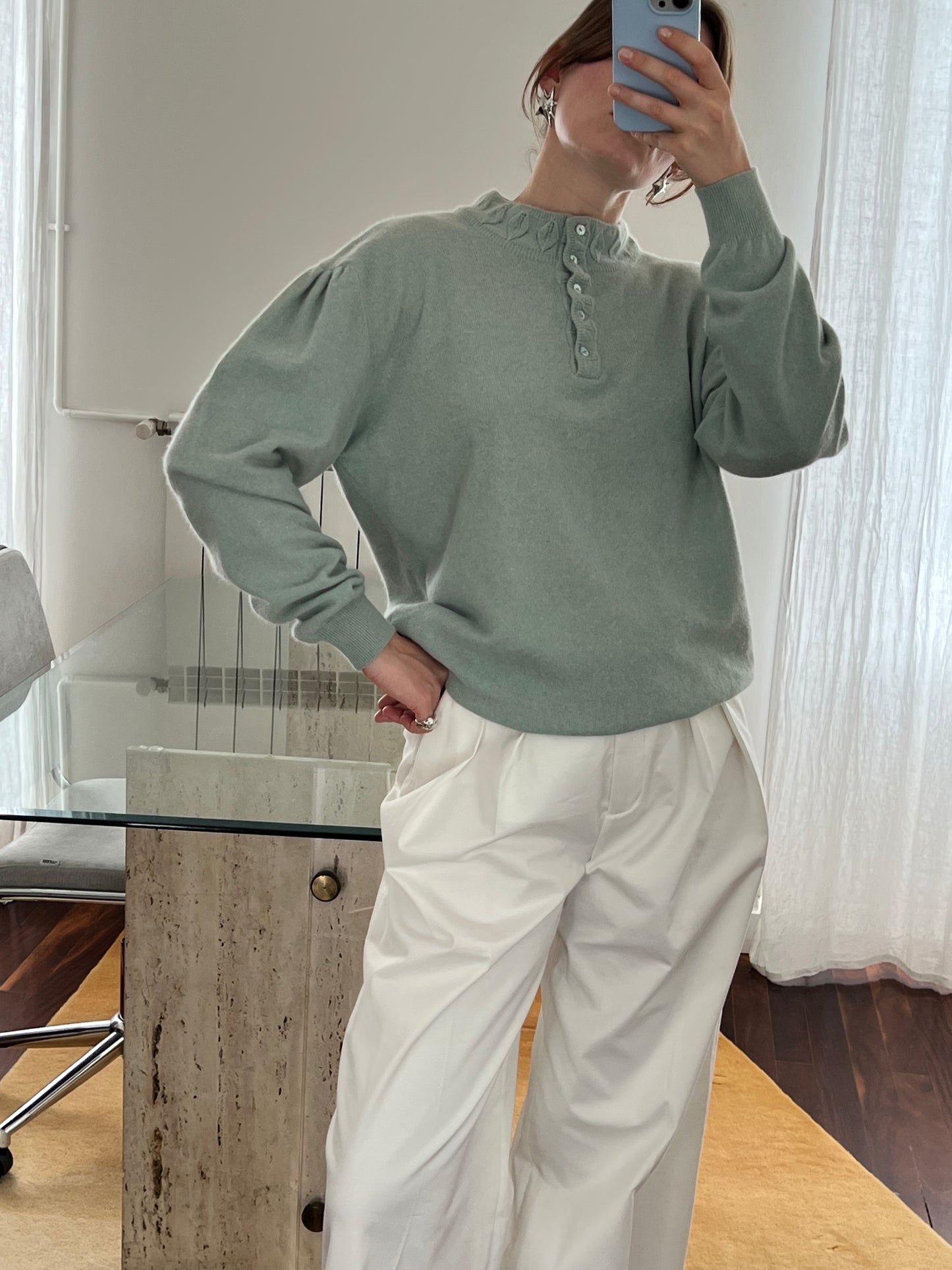 Mint angora jumper