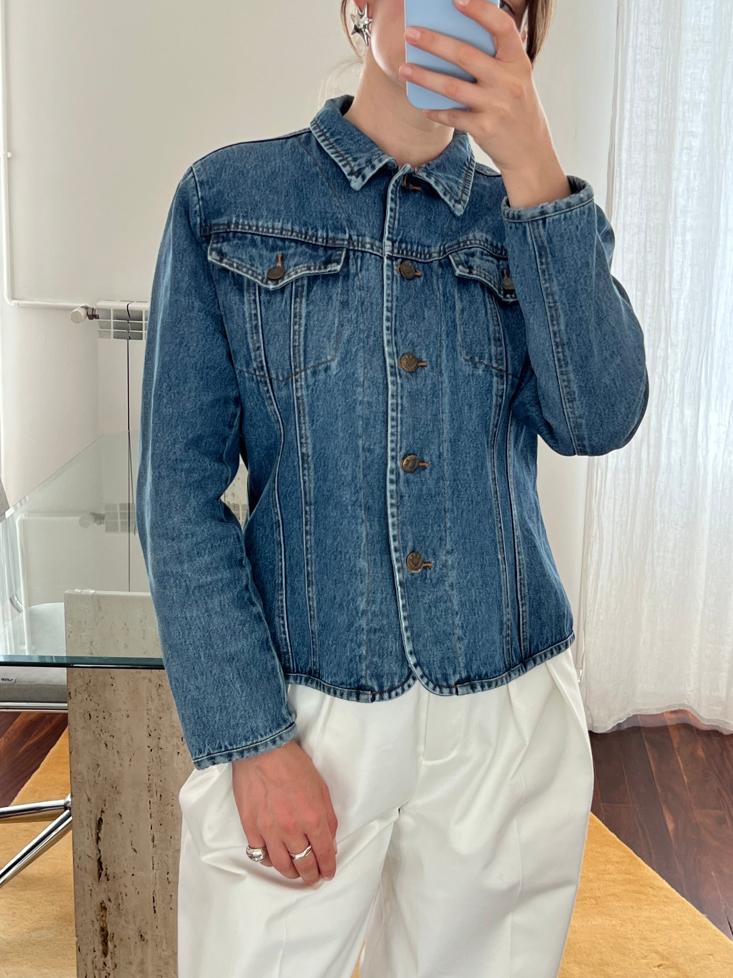 Fitted denim blazer