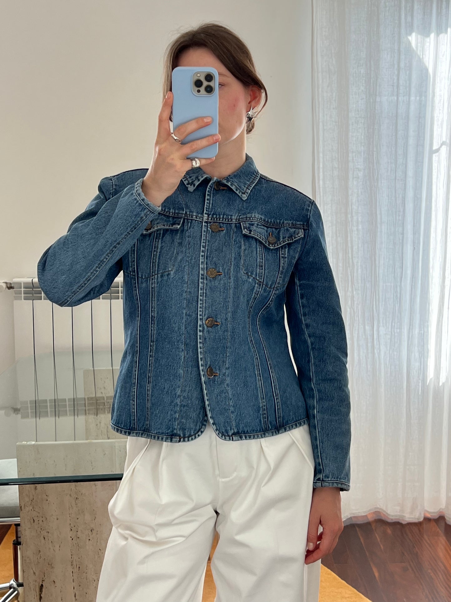Fitted denim blazer