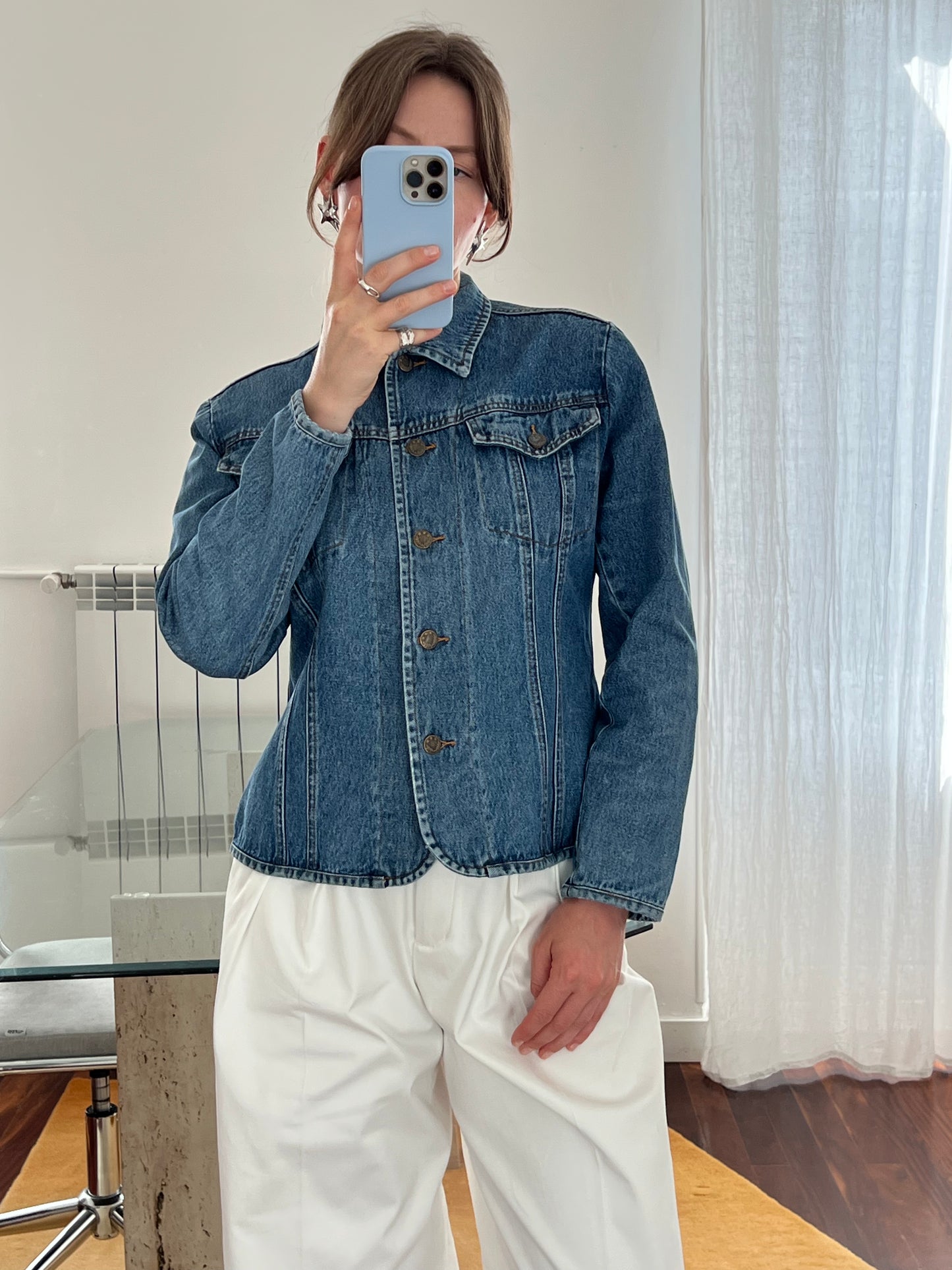 Fitted denim blazer