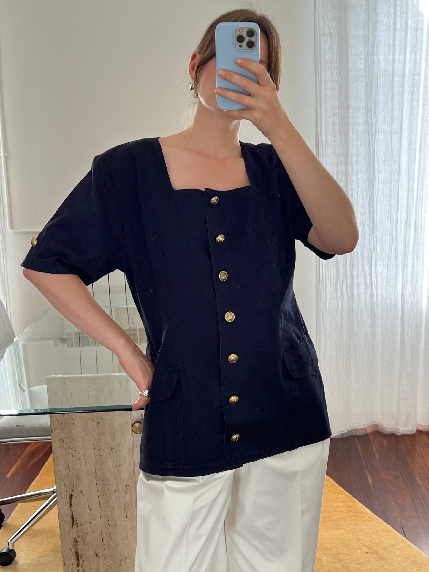 Blue cotton blouse