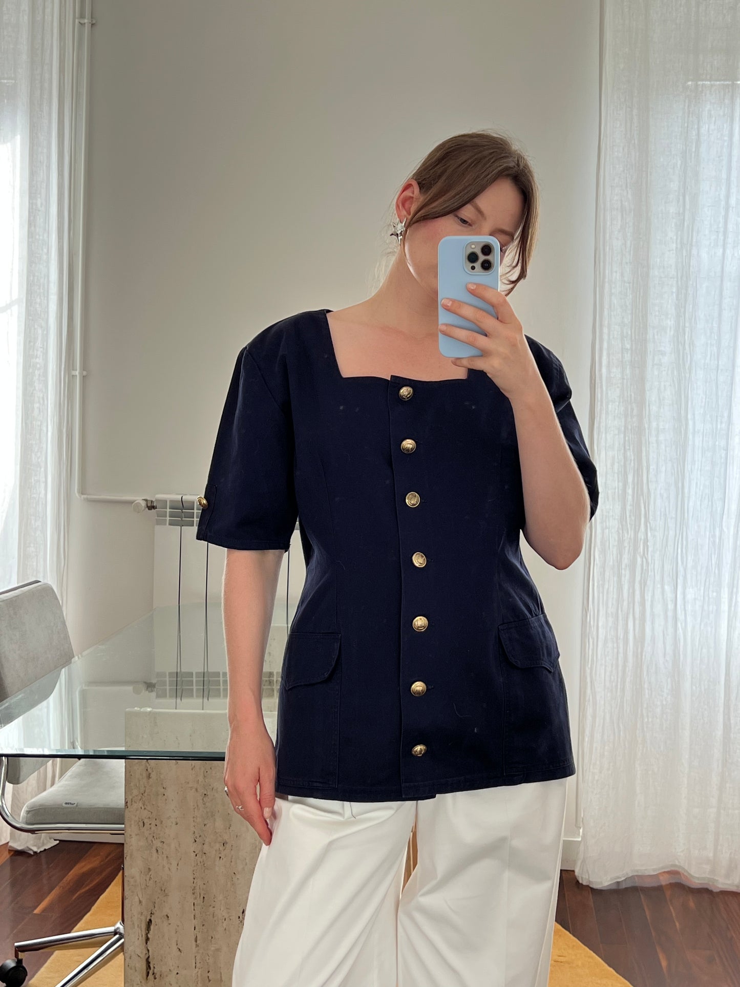 Blue cotton blouse