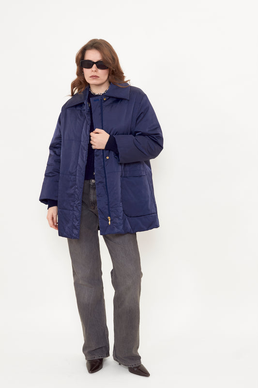 Blue puffer jacket