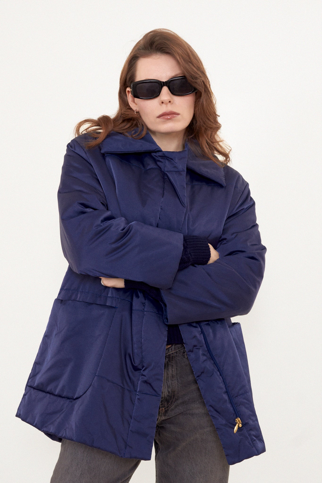 Blue puffer jacket