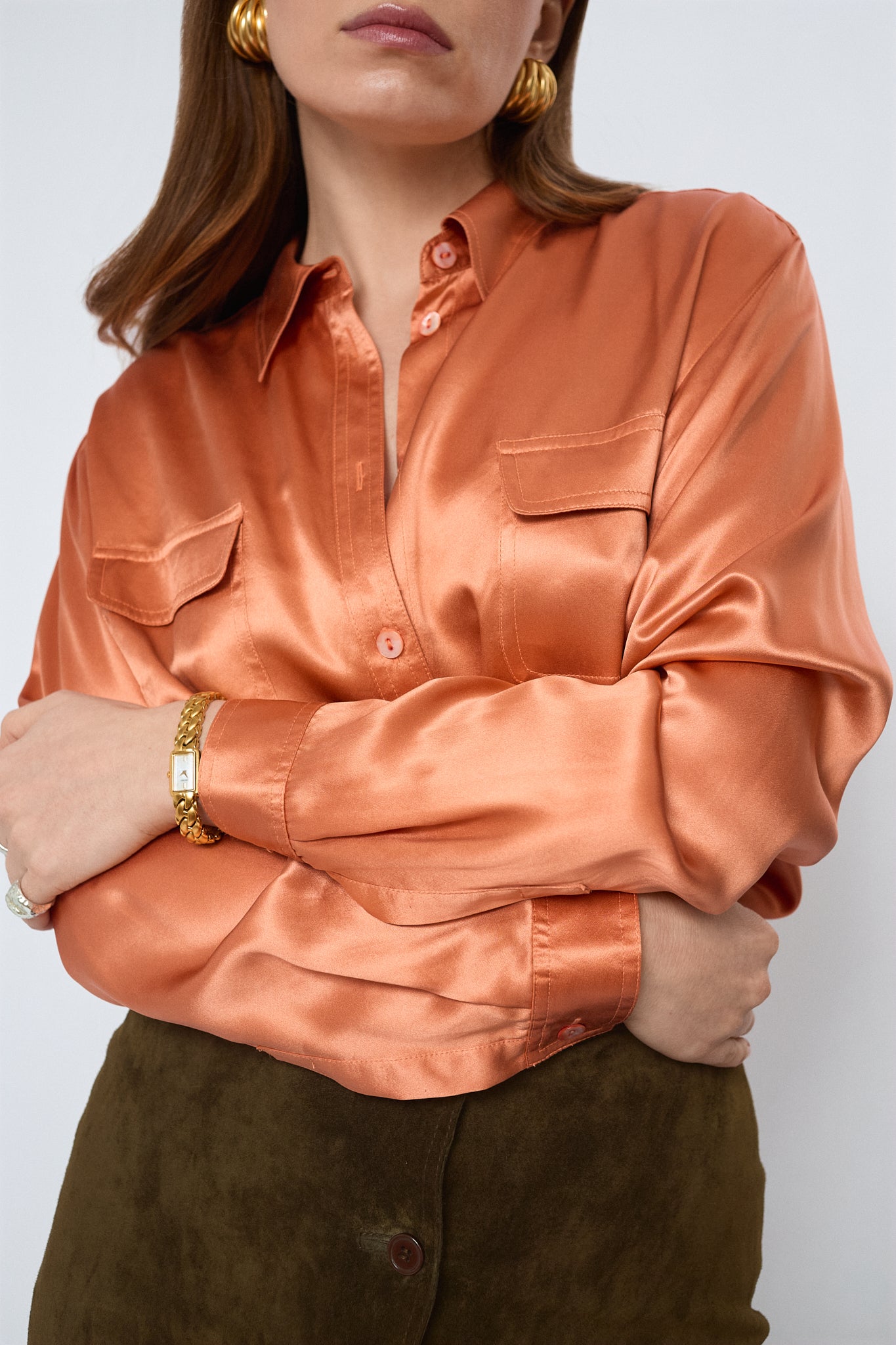Bright orange blouse