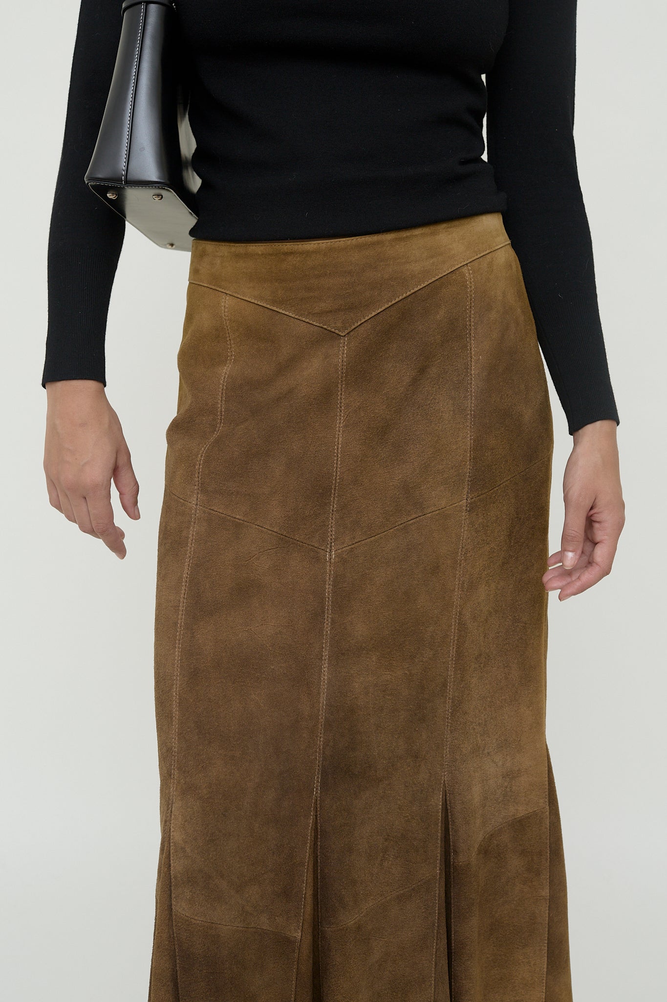 Suede maxi skirt
