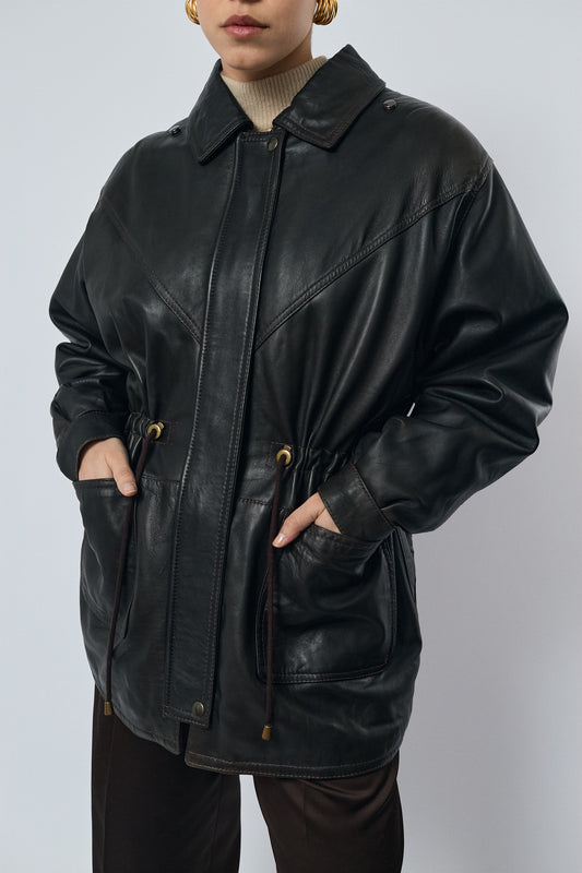 Ultra soft padded leather parka