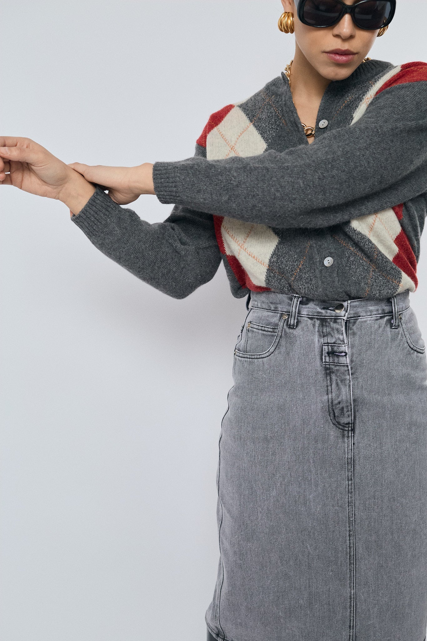 Midi denim skirt