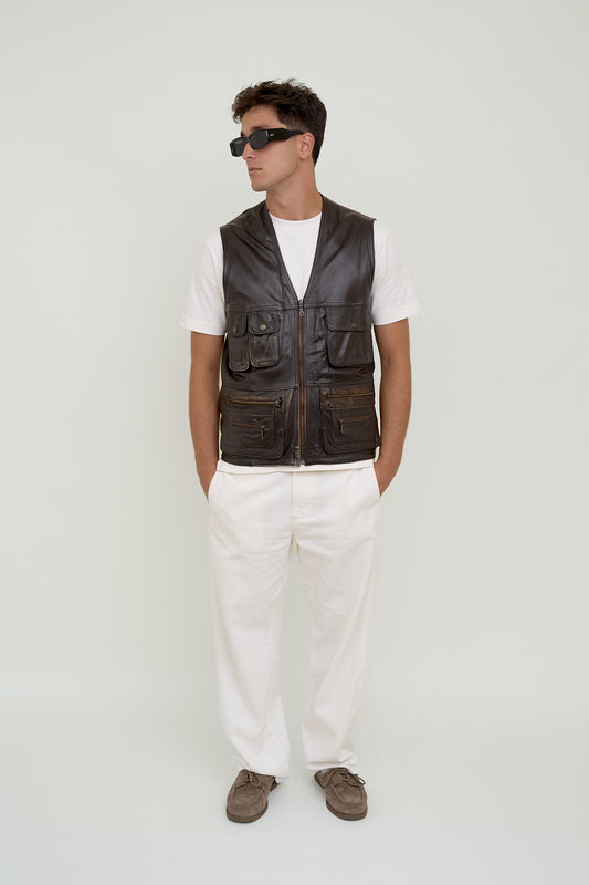 Unisex vintage leather vest