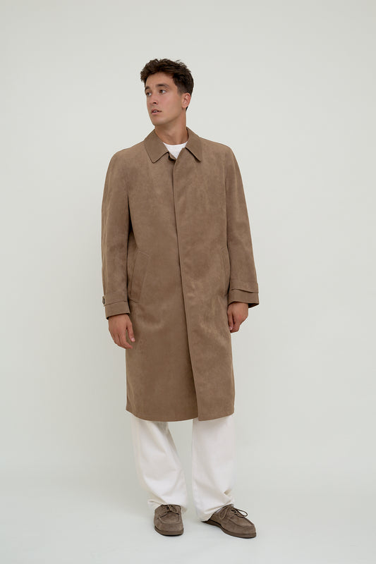 Unisex faux suede trench coat
