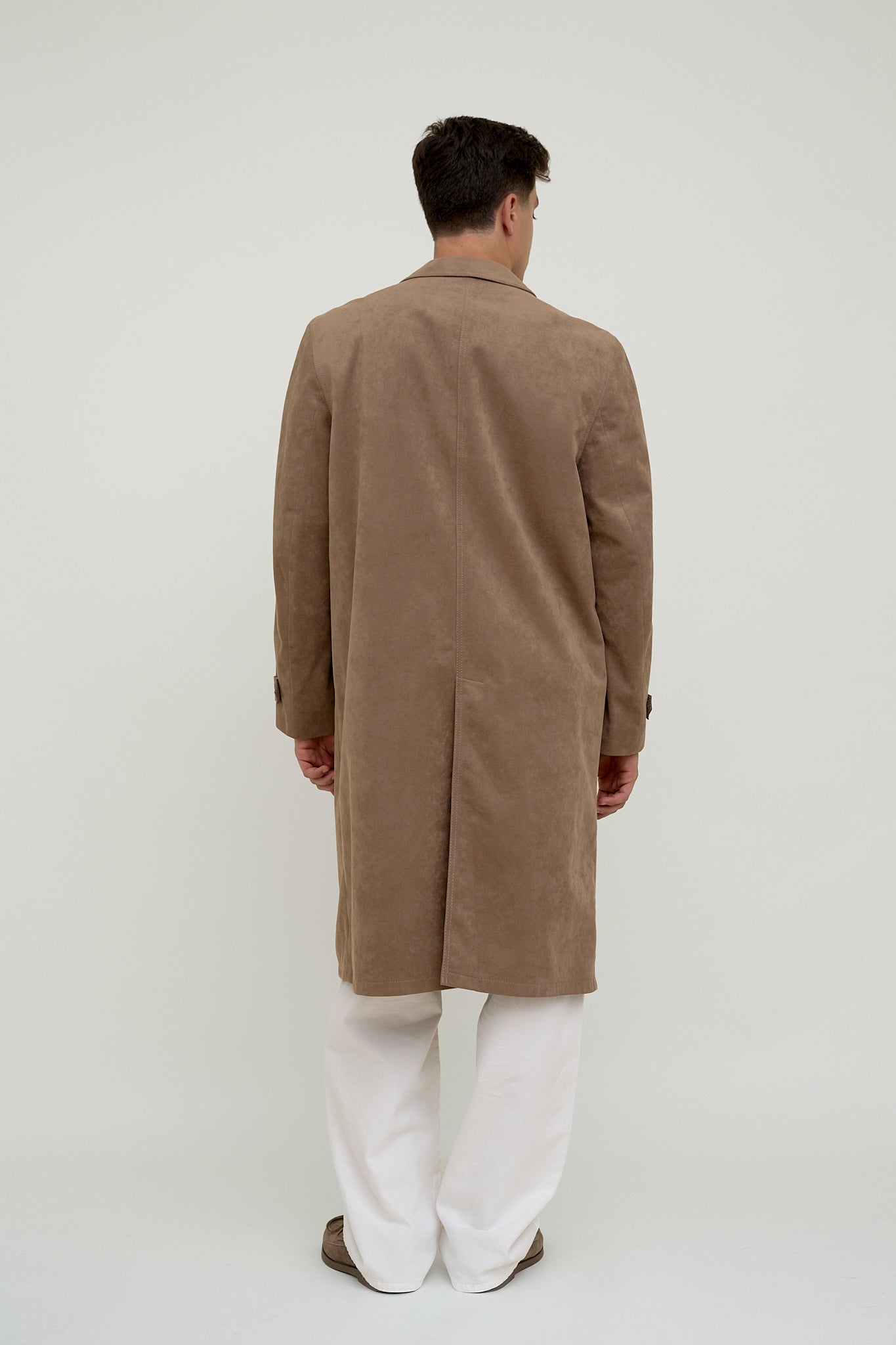 Unisex faux suede trench coat