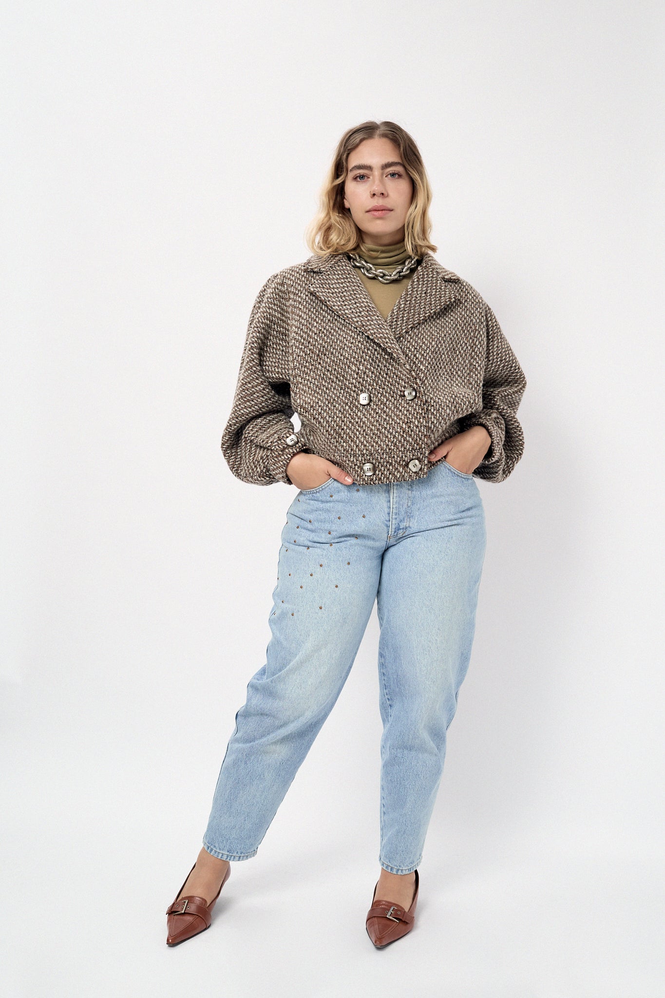 High waisted barrel leg jeans