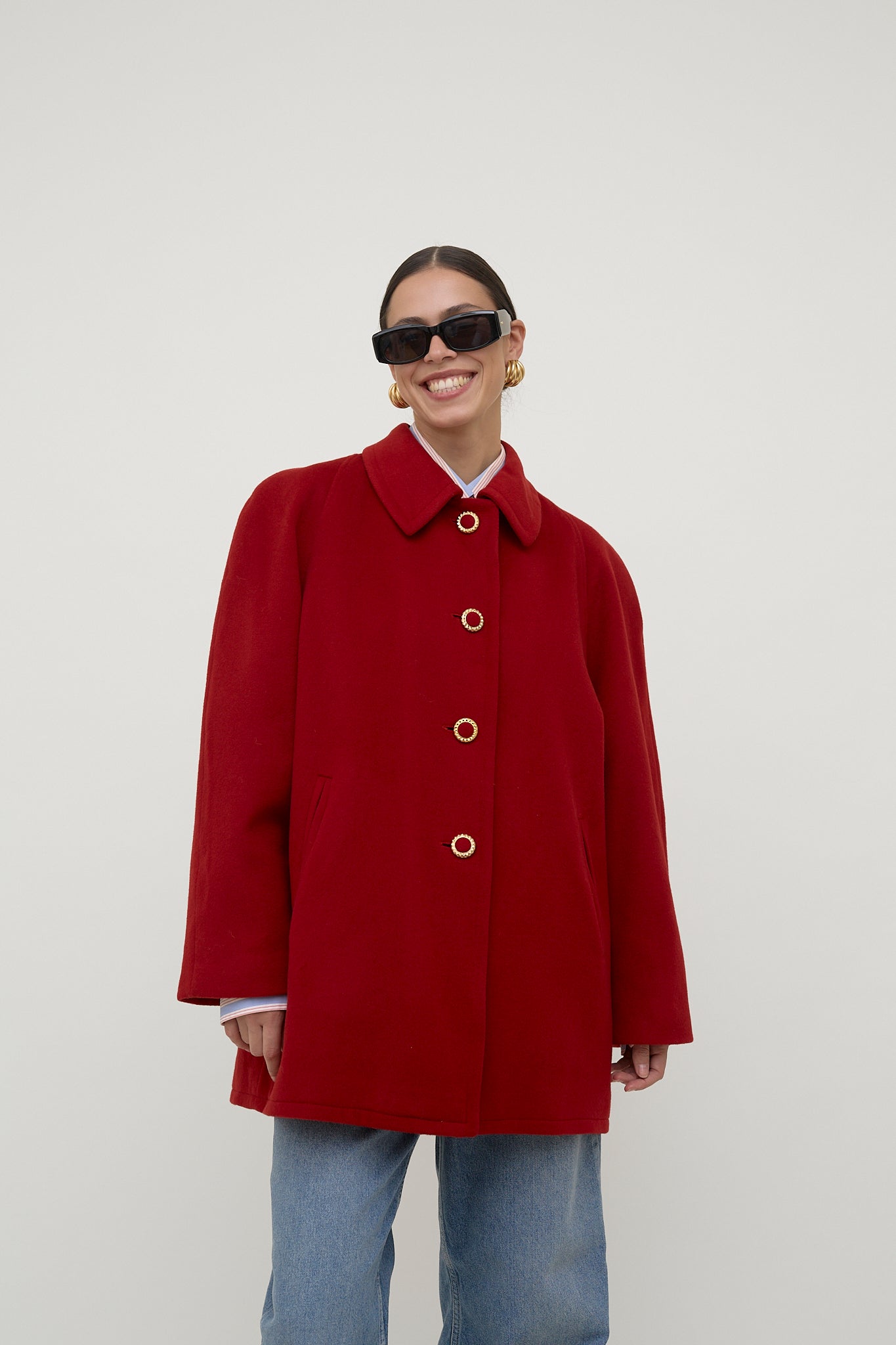 Vintage wool A-line coat