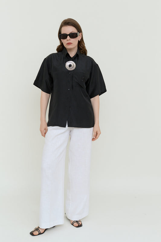 Fluid silk summer blouse