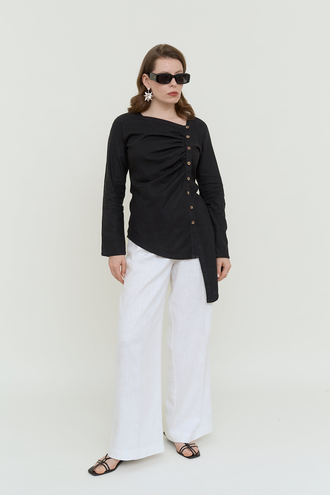 Asymmertric linen blouse