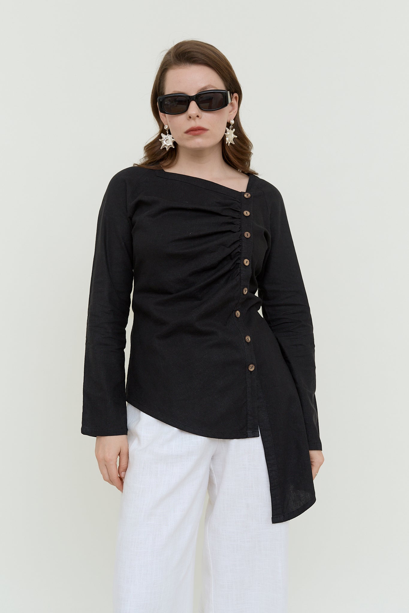 Asymmertric linen blouse