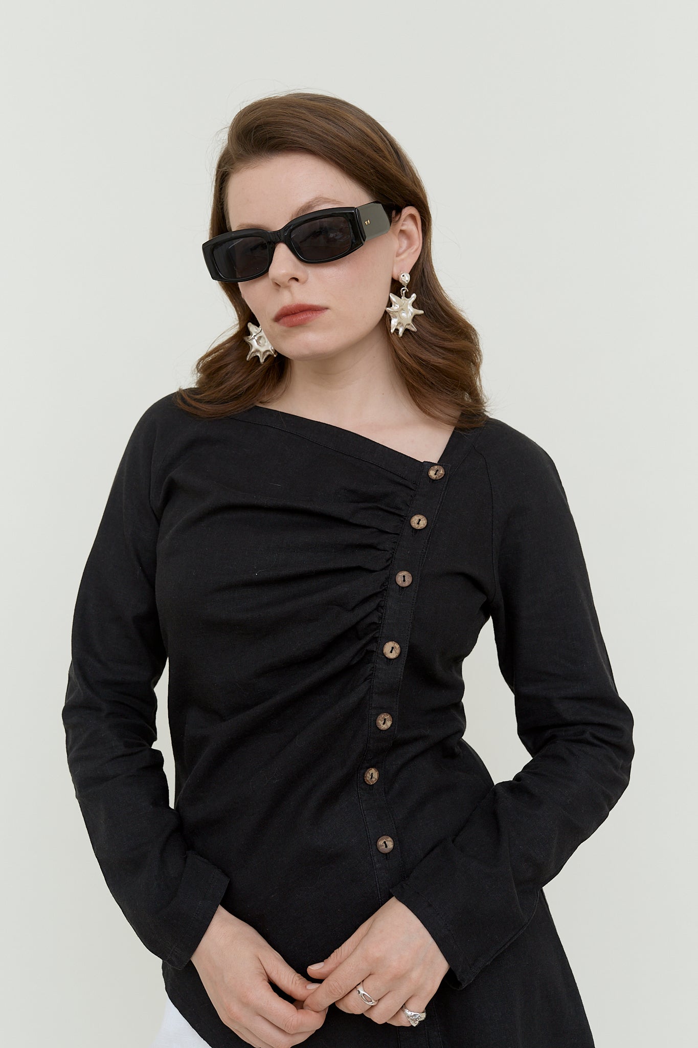 Asymmertric linen blouse