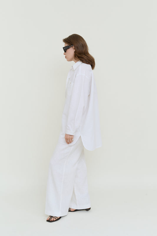 Sculpted linen balloon blouse