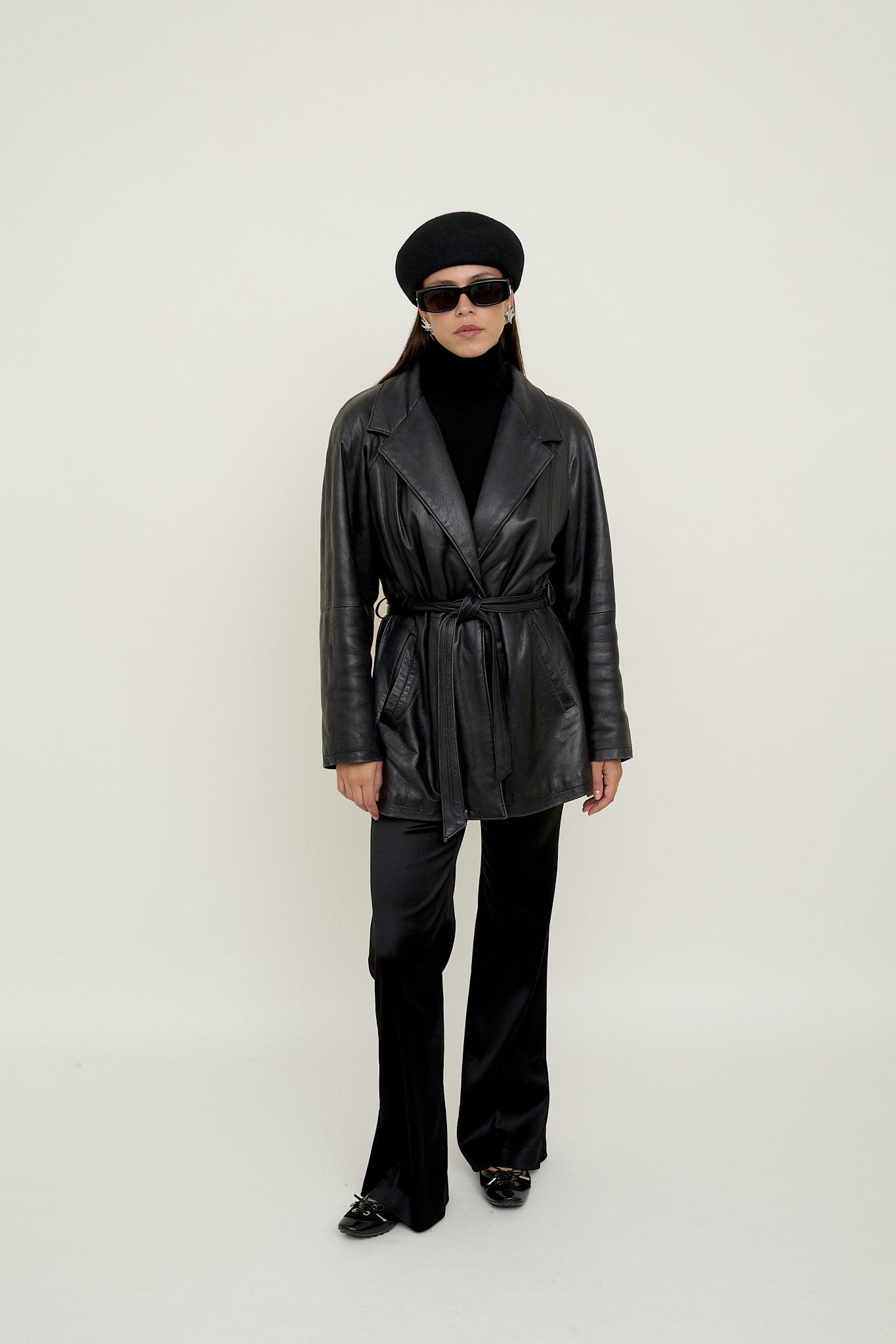 Black belted leather jacket