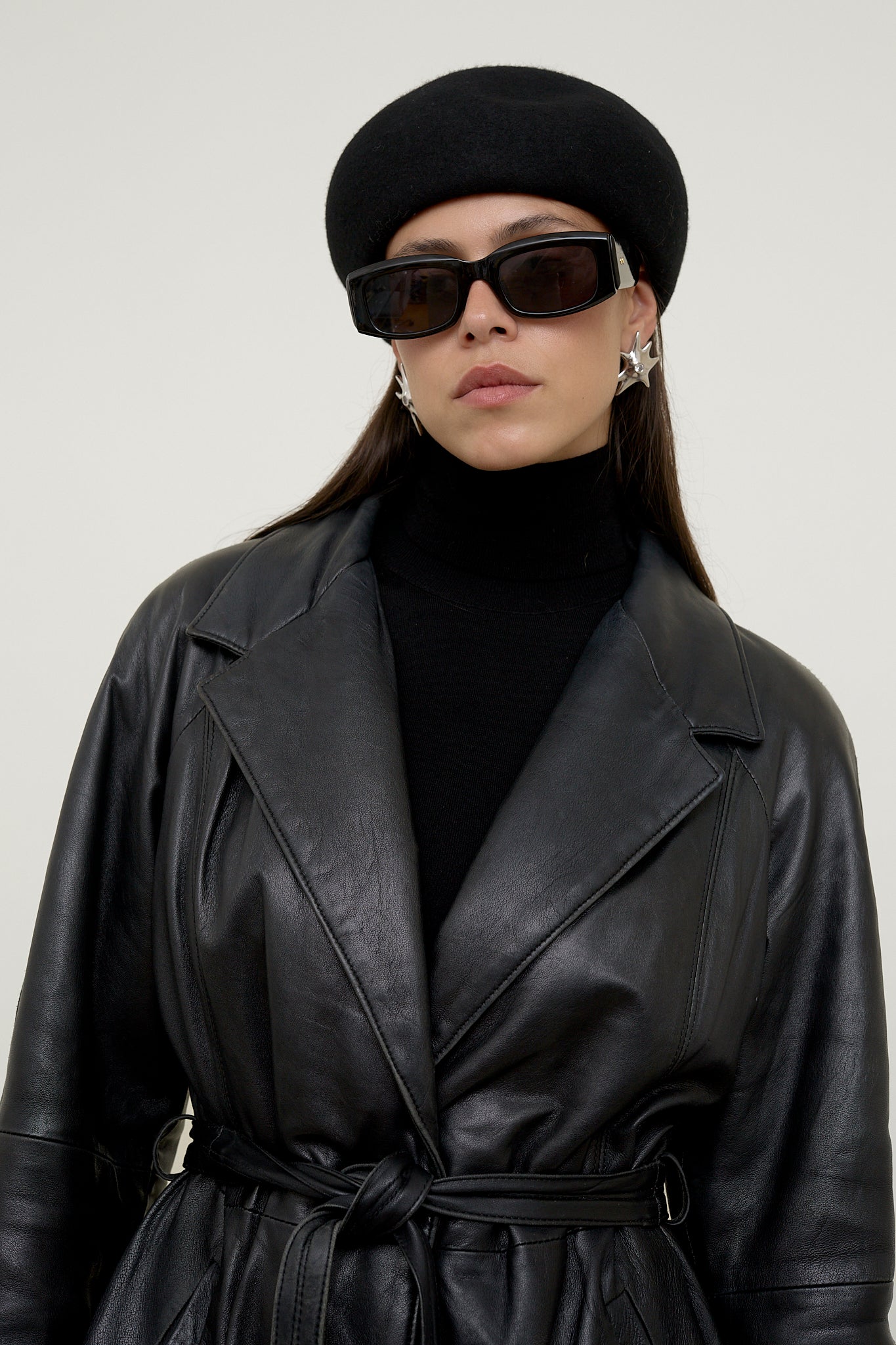 Black belted leather jacket