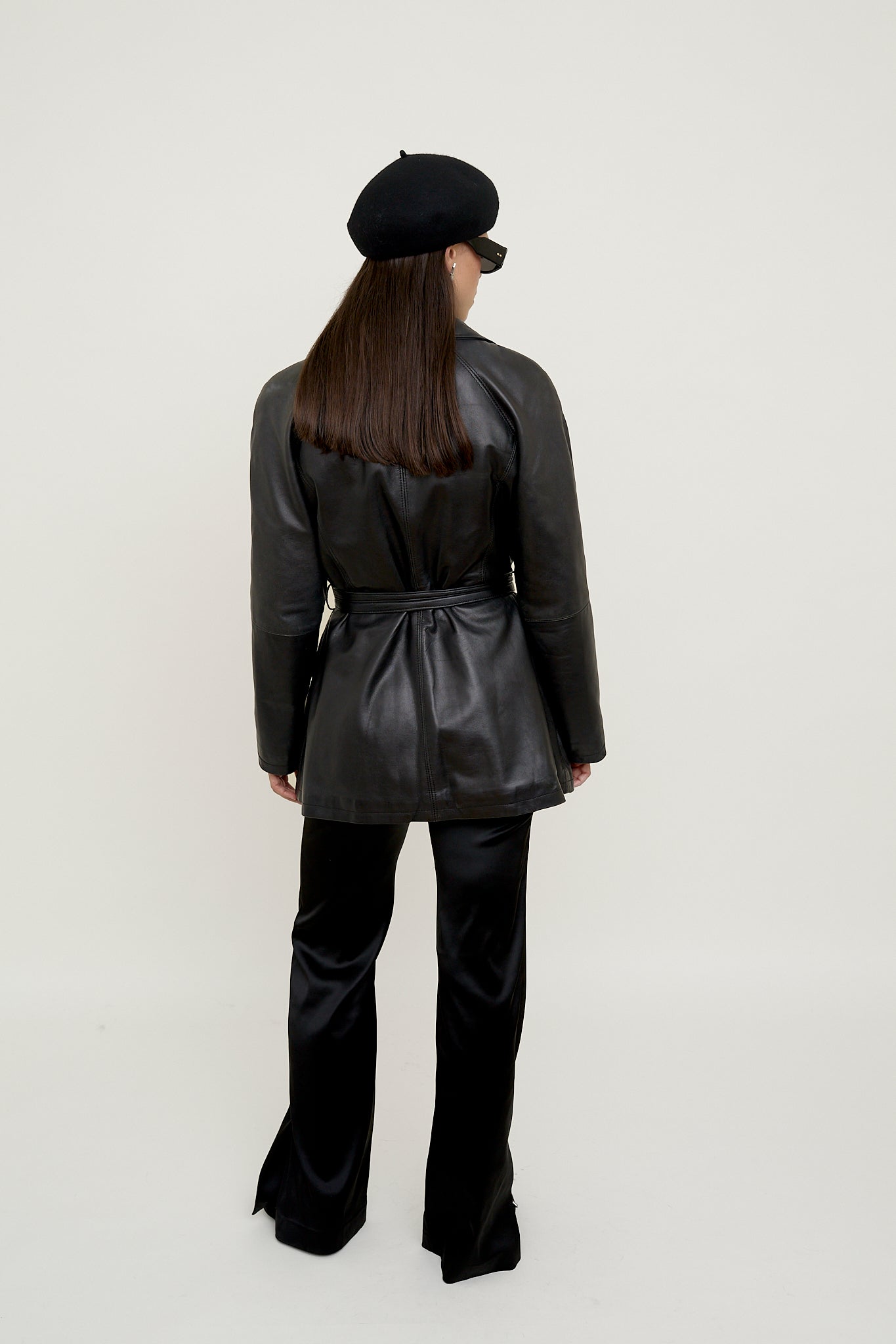 Black belted leather jacket