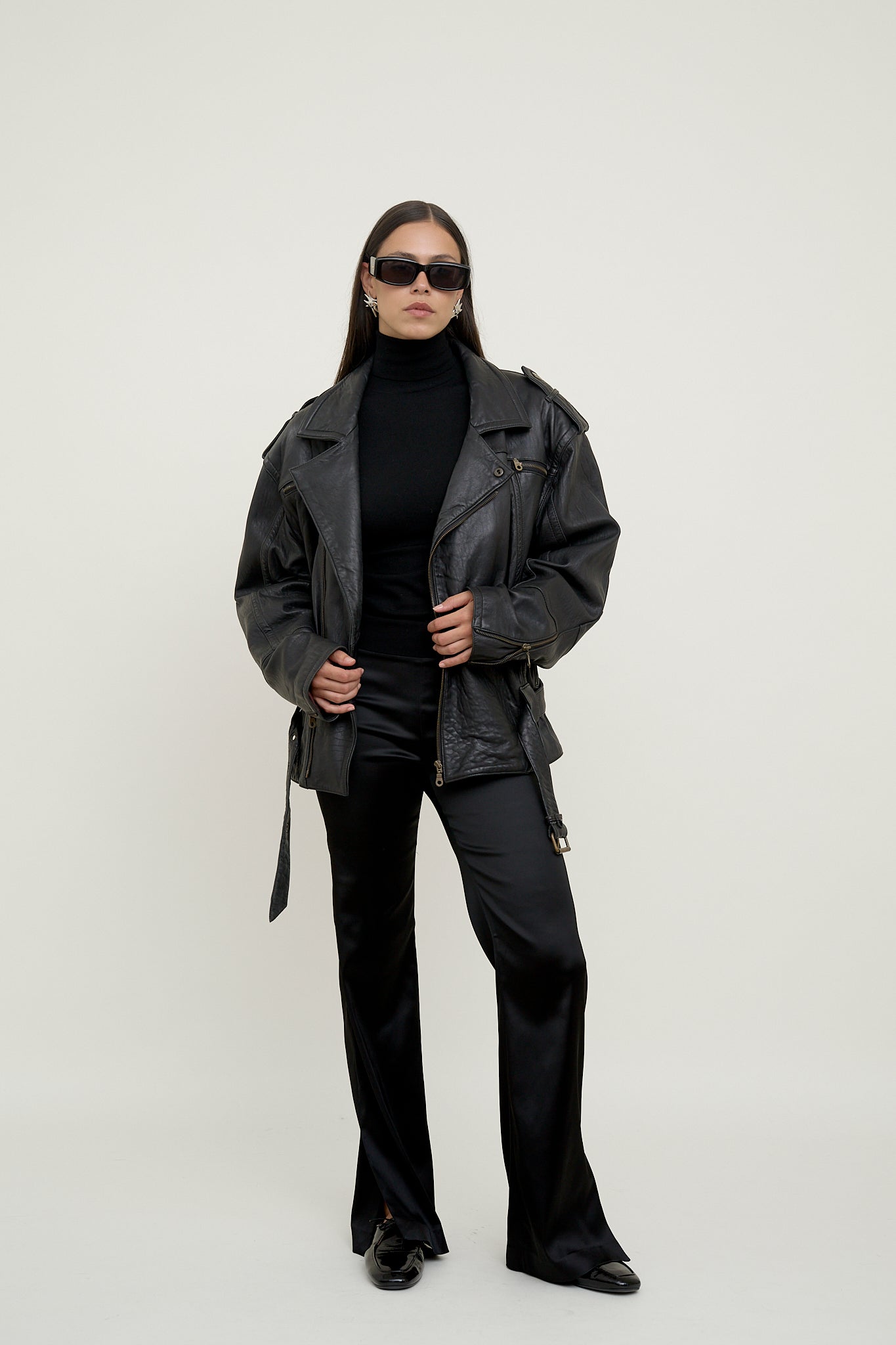 Oversized leather jacket