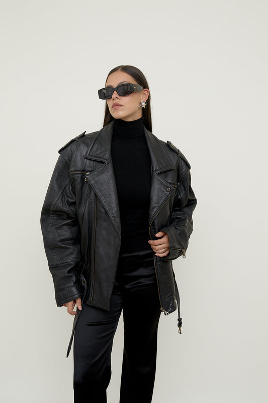 Oversized leather jacket