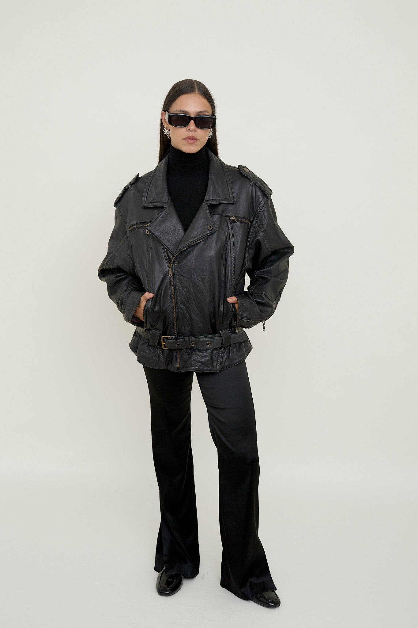 Oversized leather jacket