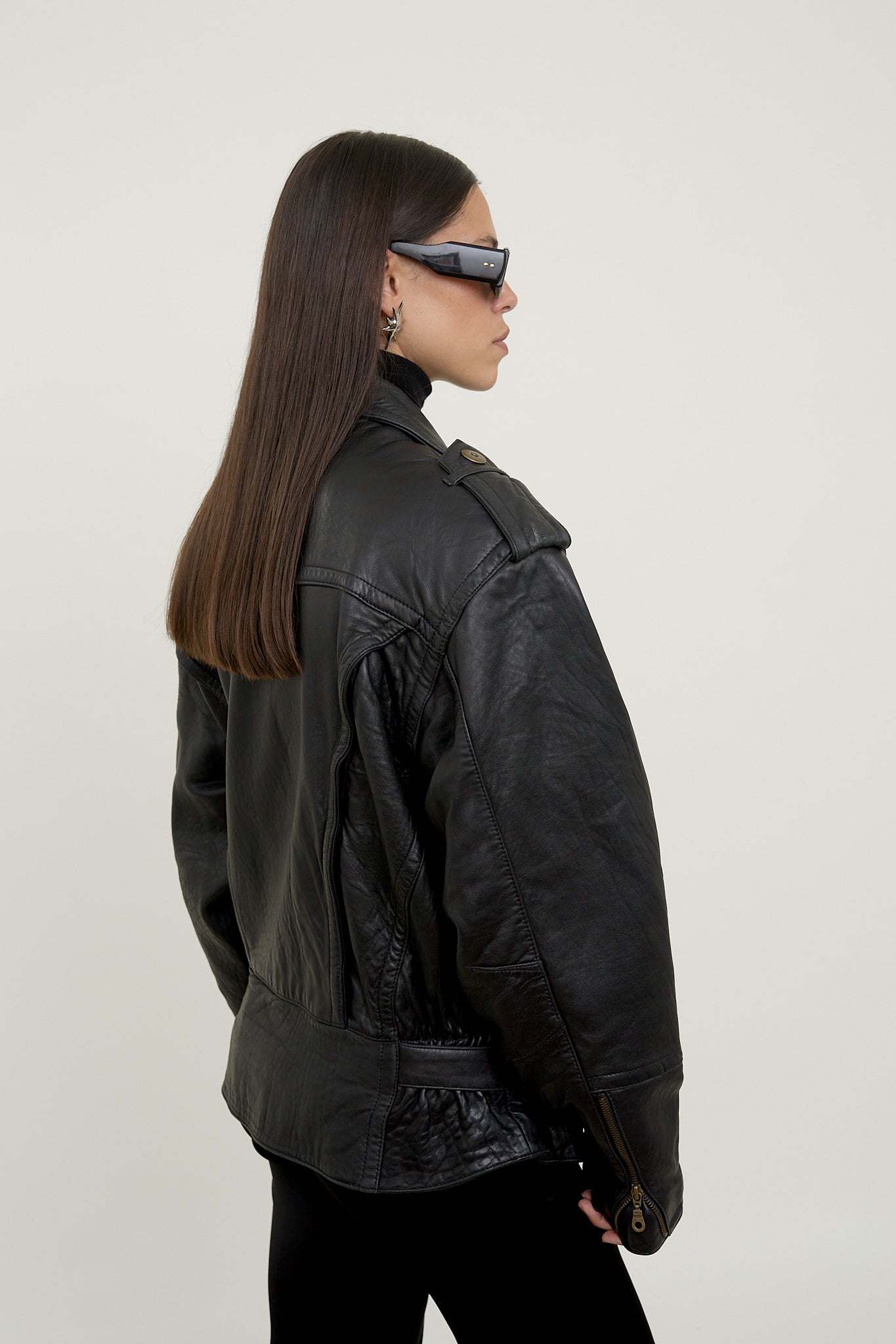 Oversized leather jacket