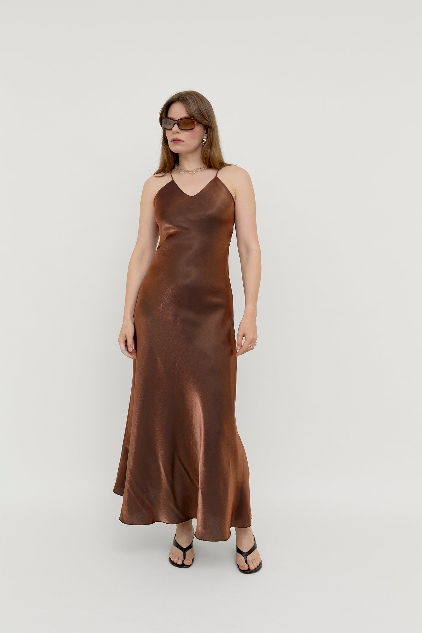 2000s chocolate satin slip dress – Re-Nou